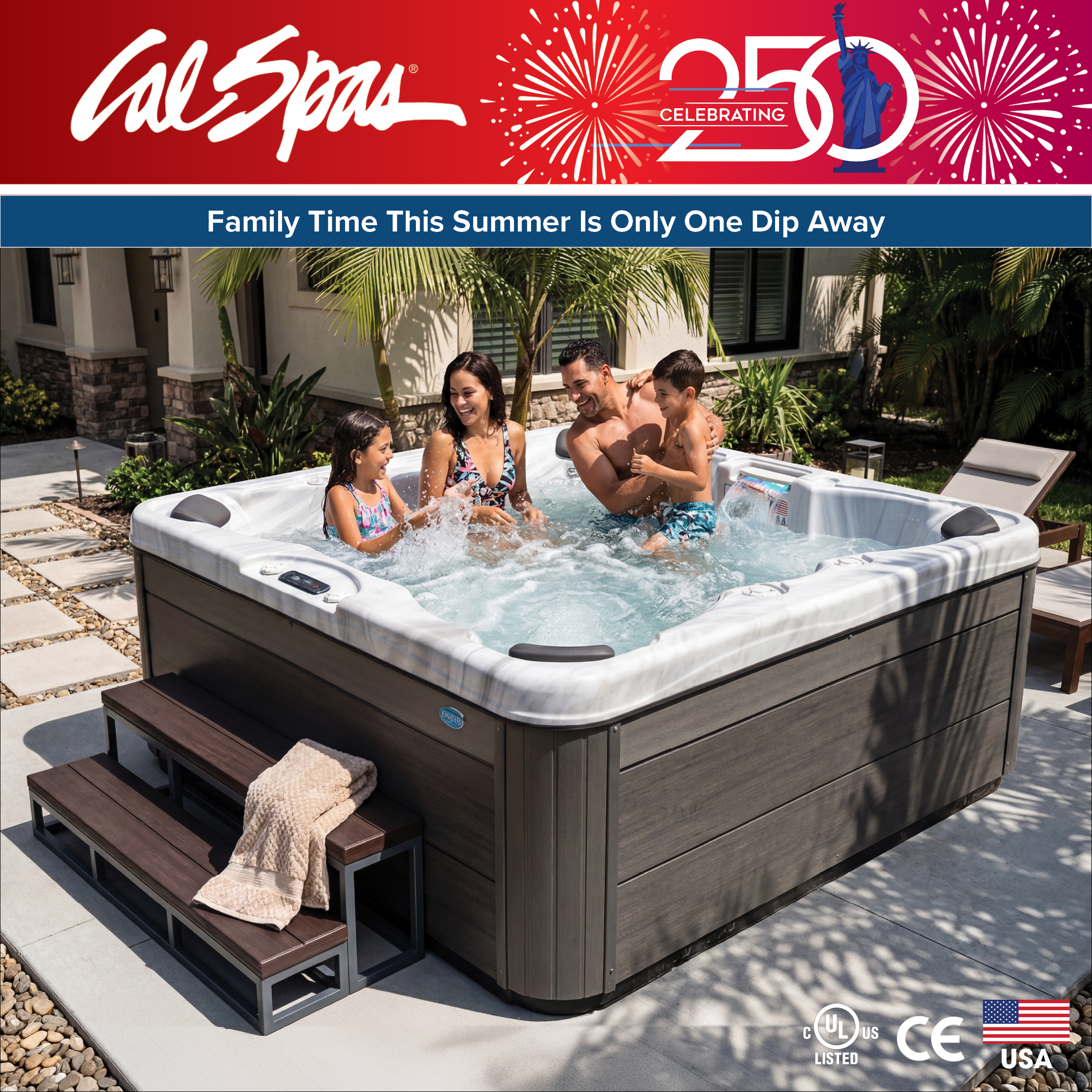 Calspas hot tub being used in a family setting - Greensboro